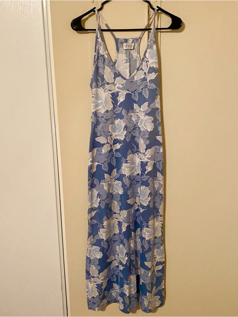 Vintage Blue and White Laurel California Floral Maxi Dress